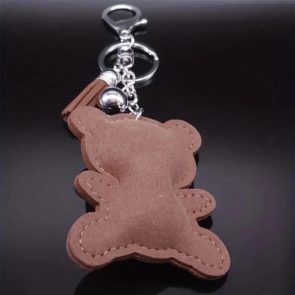 Bling Teddy Bear Crystal Rhinestone Keychain Bag Charm With Brown Tassel - Picture 7 of 11